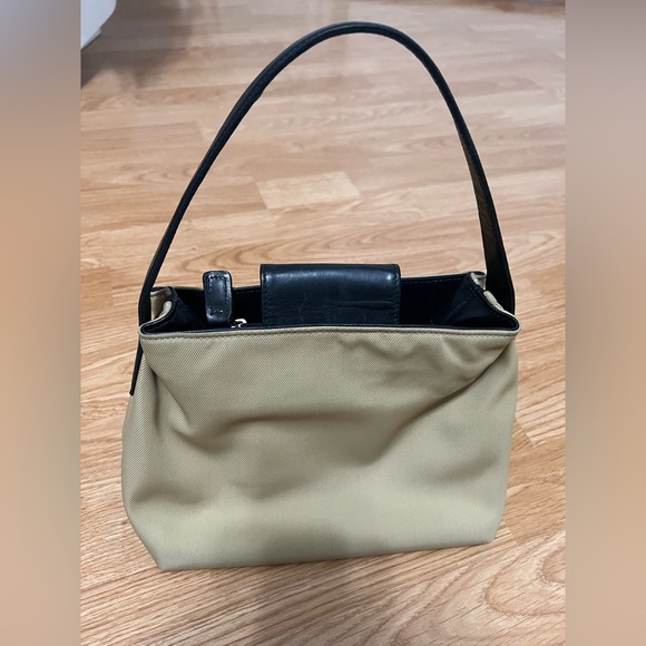 Coach Tan + Black Small Arm Purse Handbag Vintage Desinger Canvas + Leather 7417 - Picture 13 of 13